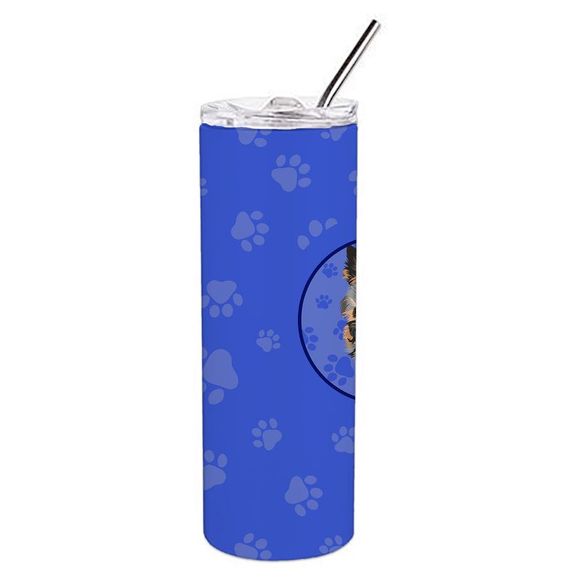 Yorkie Black and Gold #2  Stainless Steel 20 oz Skinny Tumbler, Blue - Picture 2 of 4